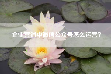 企业营销中微信公众号怎么运营？