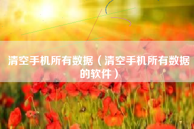 清空手机所有数据（清空手机所有数据的软件）