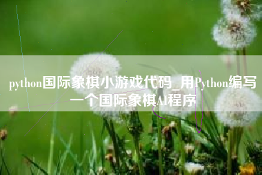 python国际象棋小游戏代码_用Python编写一个国际象棋AI程序